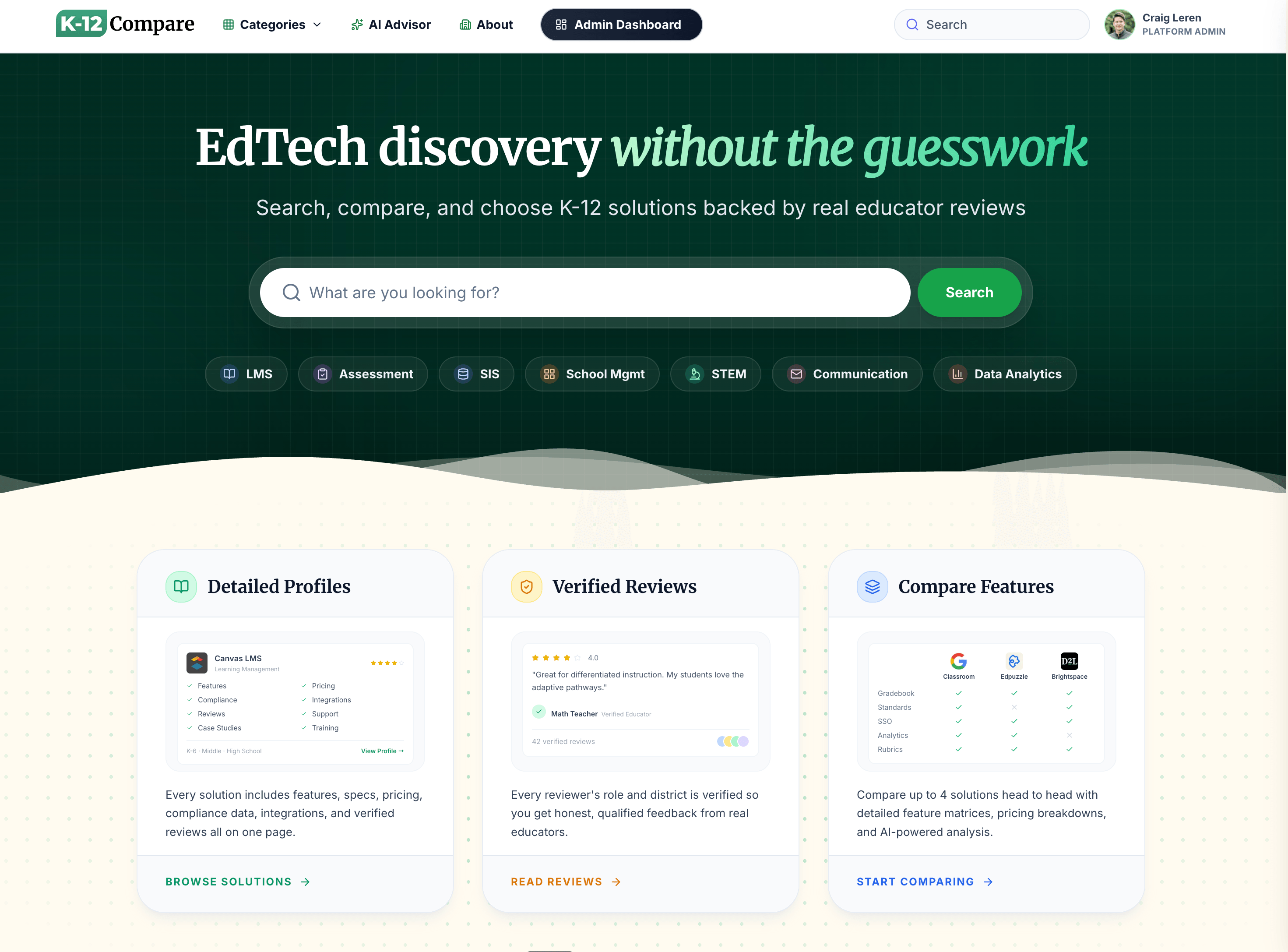 K-12 Compare hero screenshot
